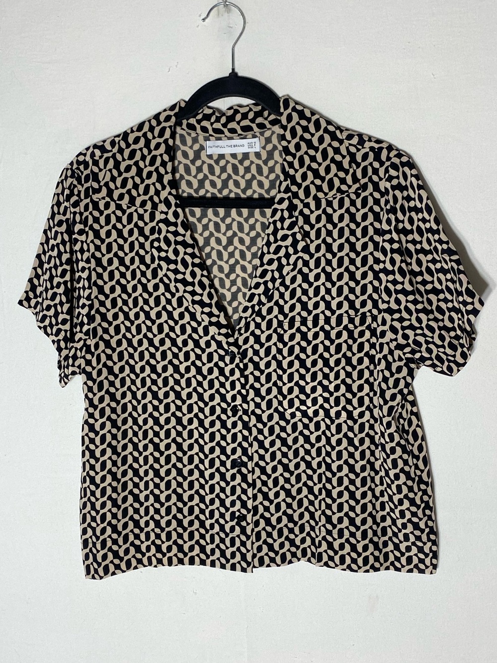 Faithfull the Brand Black & Beige Geometric Short Sleeve Button Down - Picture 15 of 15